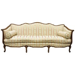 French Louis XV Provincial Style Sofa with Serpentine Carved Back