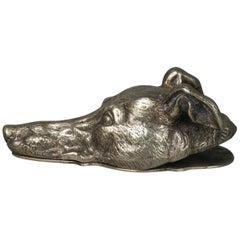 Late 19th Century Vienna Bronze Greyhound Dog Head Letter Holder or Paper Clip