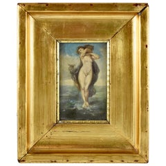 tableau français du 19ème siècle:: Vénus dans la mer:: encadré de feuilles d'or:: huile sur lin