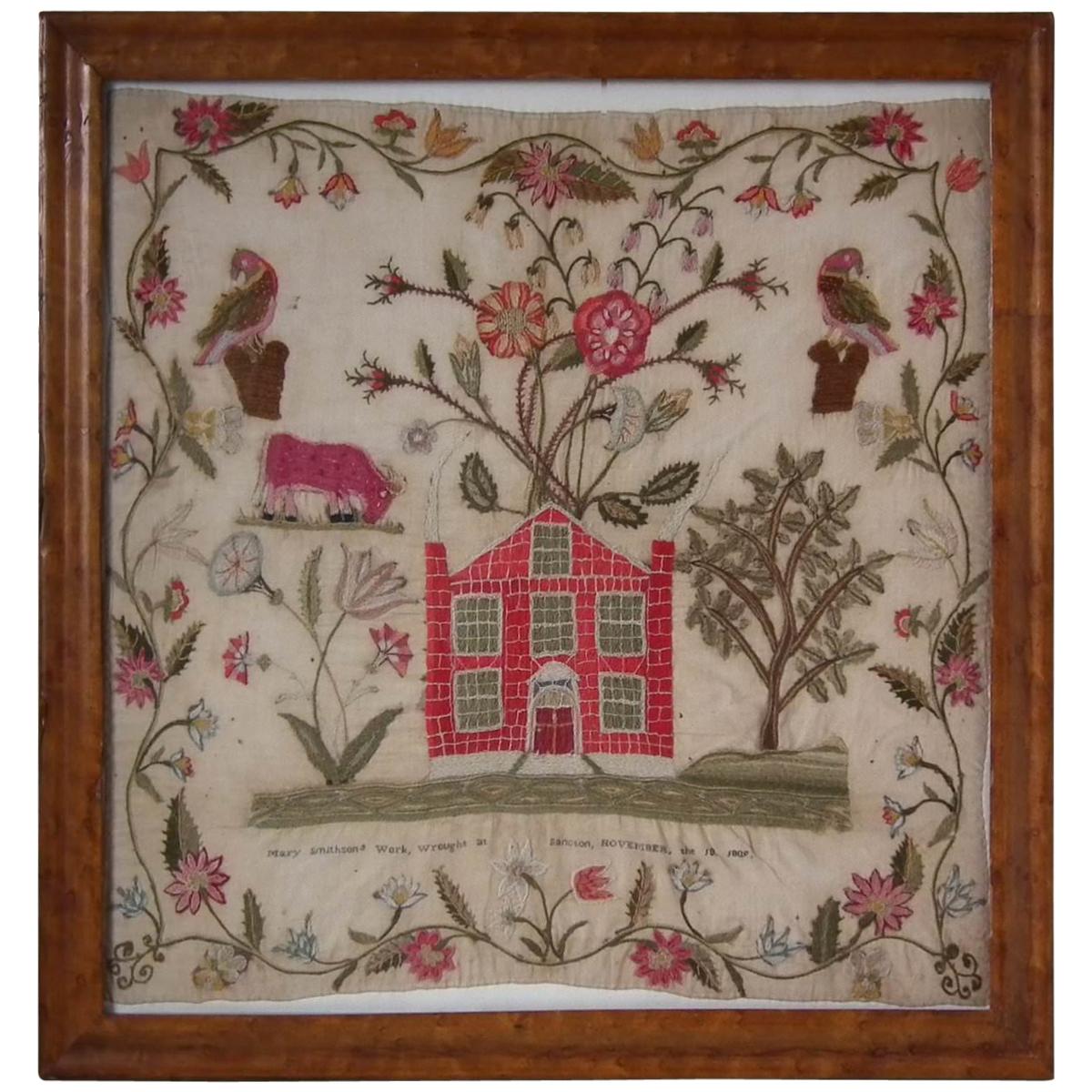 1809 Antique Sampler by Mary Smithson, Country House