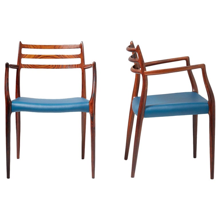 Pair of Rosewood Model 62 Armchairs by Niels Moller, 1962 For Sale