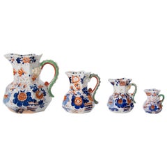 FOUR Early Mason's Ironstone Jugs or Pitchers in Japan Basket Pattern Circa 1820