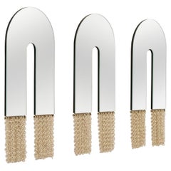 Contemporary Ceramic Chainmail Arched Mirrors Set in Ivory