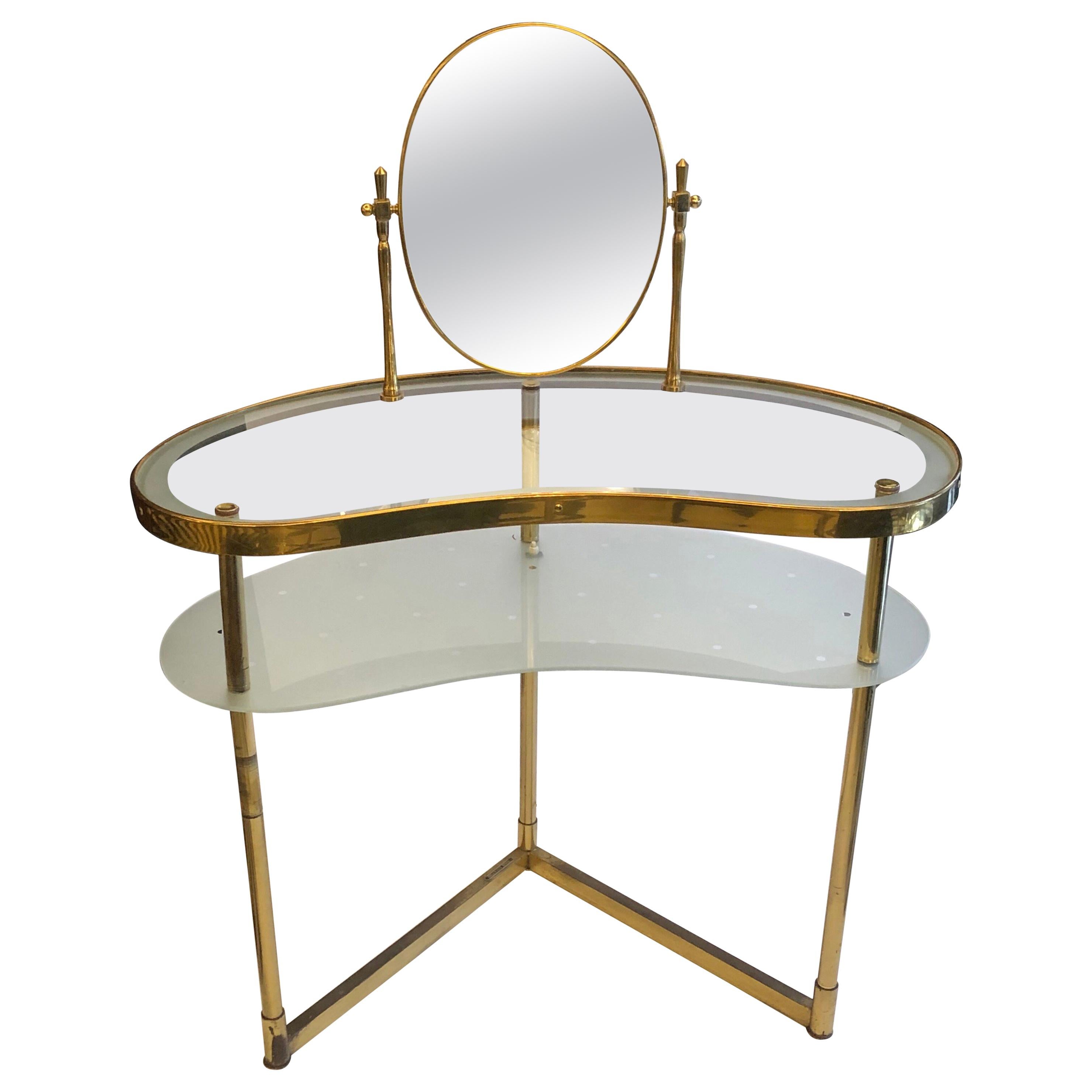 Italian Brass and Glass Mid Century Dressing Table