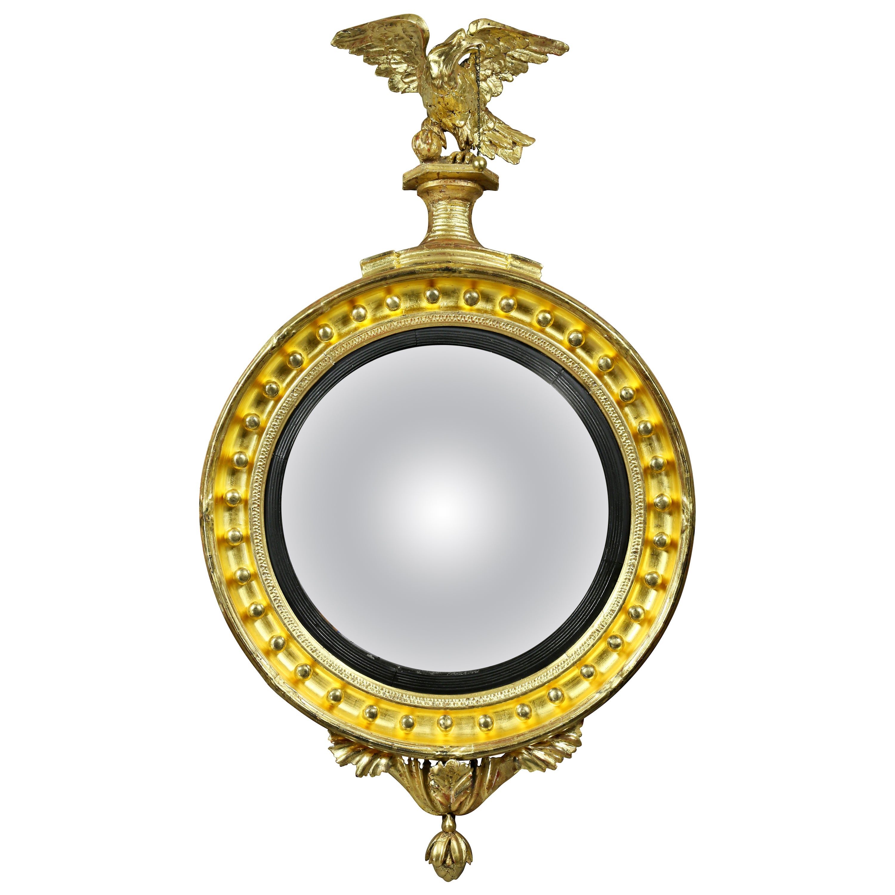 Regency Giltwood Convex Mirror For Sale at 1stDibs
