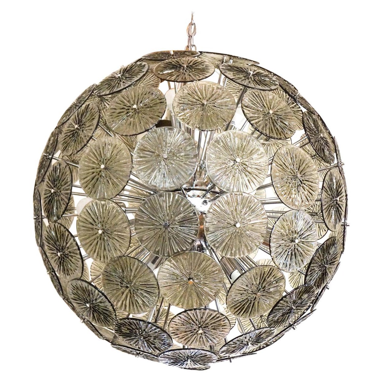 Mid-Century Modern Grey Murano Glass Dischi Chandelier by Alberto Donà, 1990s