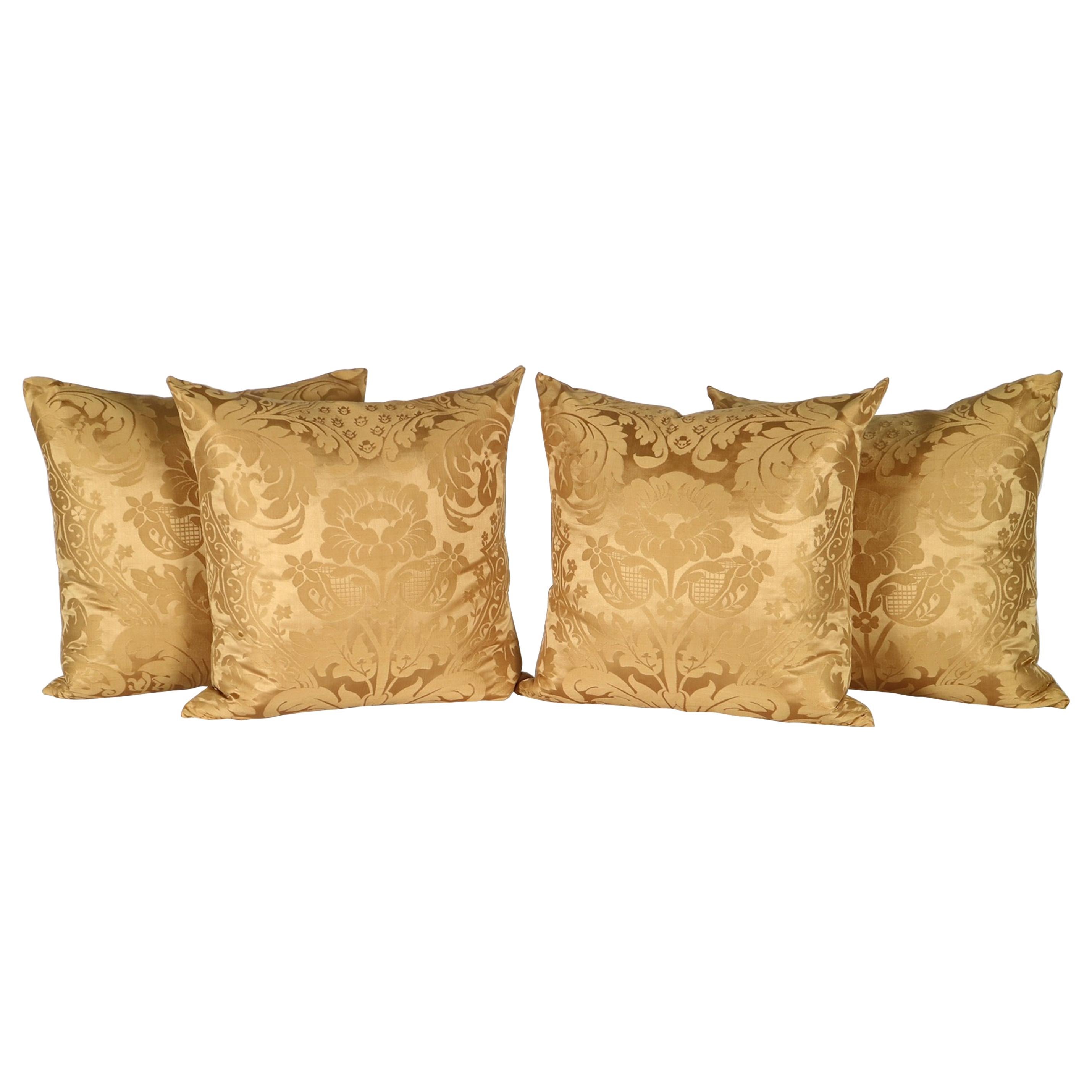 Antique Pillows in Golden Silk Damask