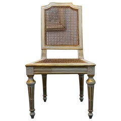 Neoclassical chair Walnut Wood Lacquered in Ivory and Gold