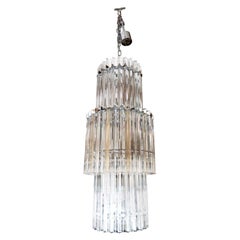 Vintage Alberto Donà Mid-Century Modern Crystal Murano Glass Triedri Chandelier, 1990s