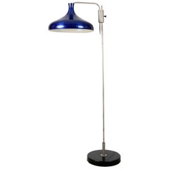 Space Age Floor Lamp with Metal Blue Shade, 1960s