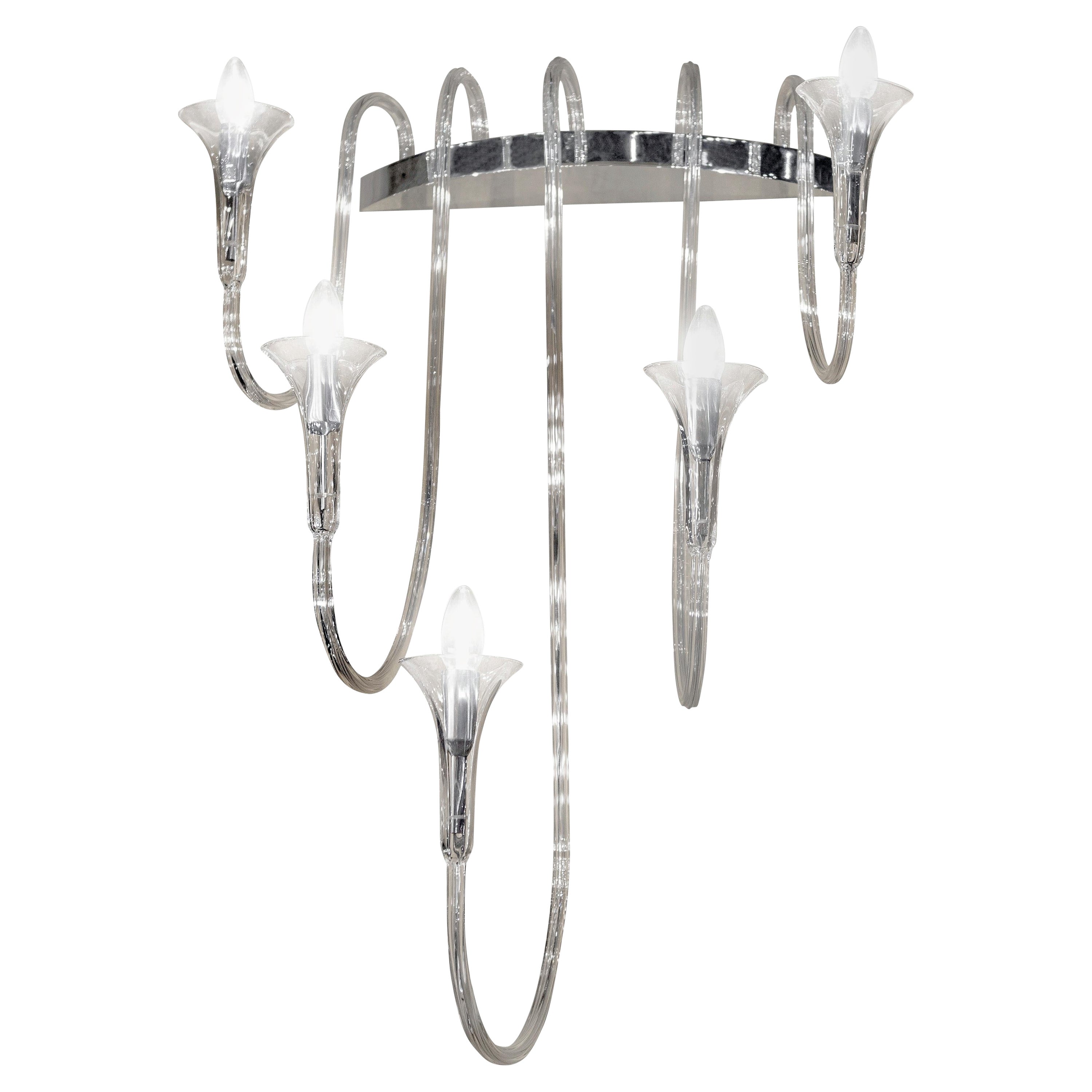 Octopus Small Wall Chandelier in Pyrex, Baroque Style, Italy For Sale