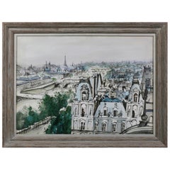 Vintage Framed Watercolor of Paris by Wing Howard