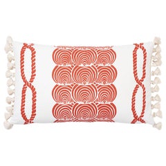 Almohada lumbar de lino y algodón Schumacher Coralline Rojo Dos Caras