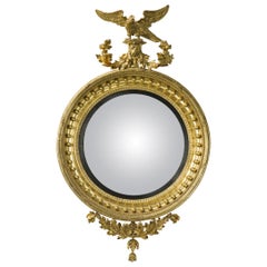 Large Regency Giltwood Convex Mirror