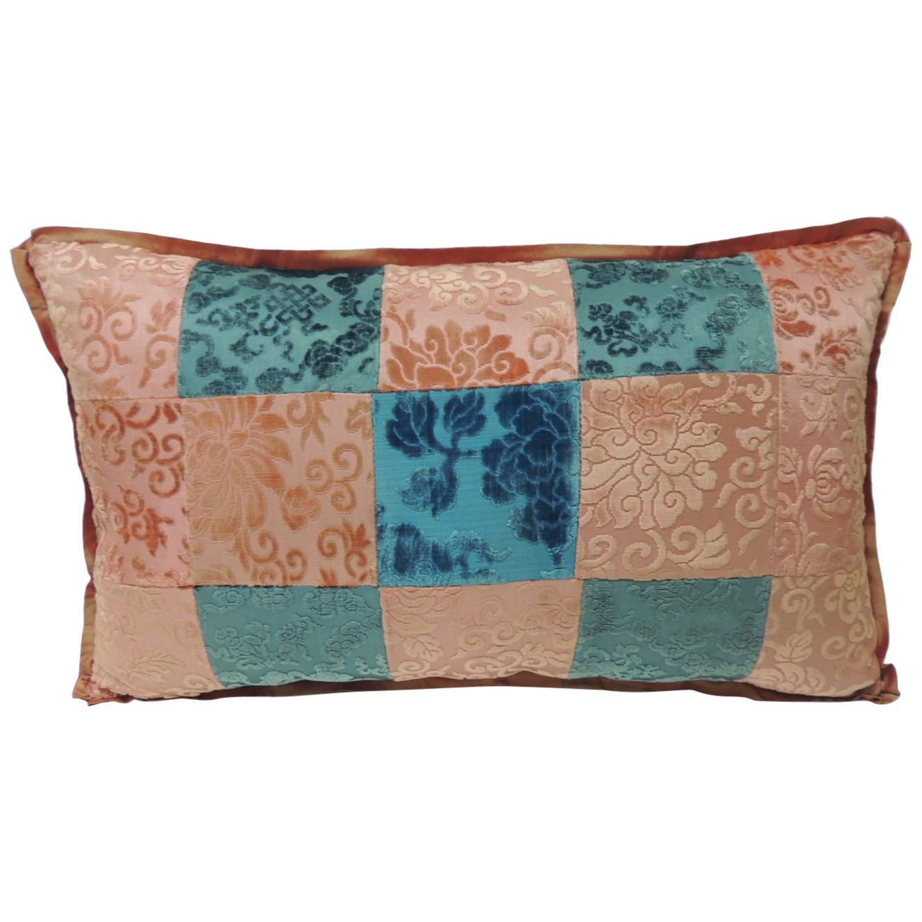 Pink and Blue Romance through the Gilded Age’s Asian Textiles Patchwork Pillow
