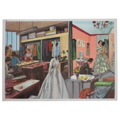 Vintage 1950s French School Chart, at the Women's Tailor Shop, by Rossignol