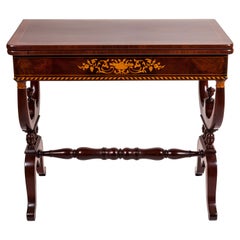 19th Century Charles X Mahogany Inlaid Gaming Table