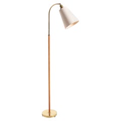 Floor Lamp in Brass and Leather