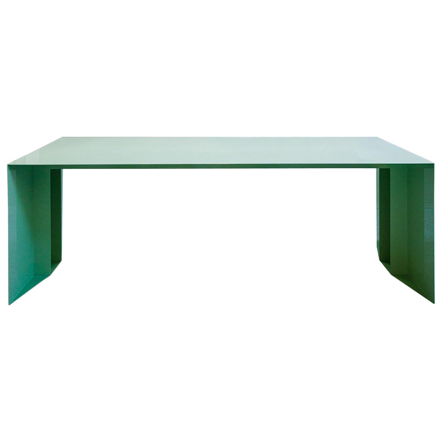 21. Jahrhundert S3 Esstisch/Schreibtisch aus lackiertem Eisen in Grün, Blau, Gelb, Silber und Rosa