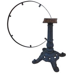 French Cast Iron Bistro Table Base with Top Surround, circa 1900