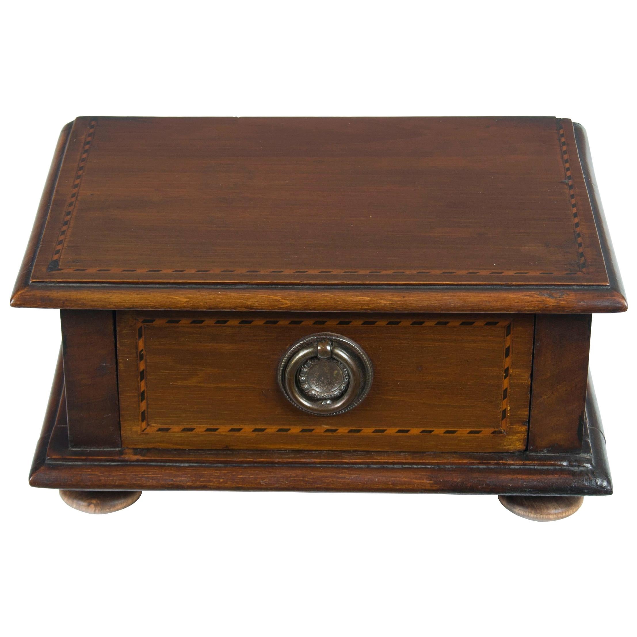 Converted Edwardian Inlaid Mahogany Jewelry Trinket Box