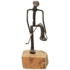 Modern Brutalist Iron Golfer Nail Sculpture