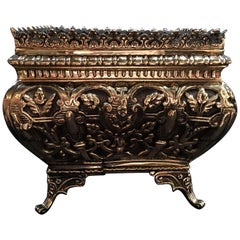 French Polished Brass Jardiniere or Container on Feet, 19th Century