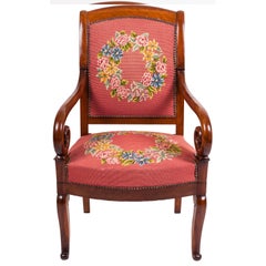 19th Century Restoration Style Walnut Pair of Armchairs