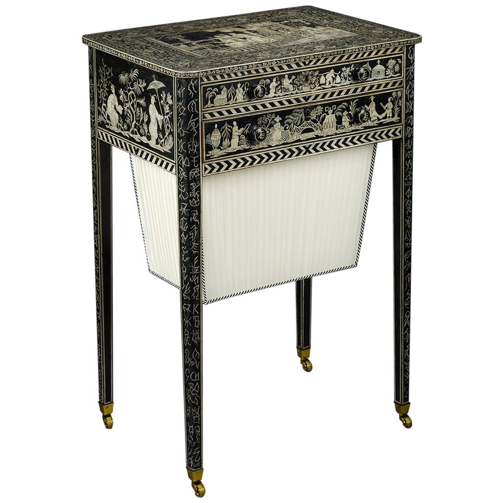 Regency Work Table with Chinoiserie Penwork Decoration