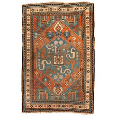 Antiker kaukasischer Wolkenband-Kazak-Teppich:: um 1880