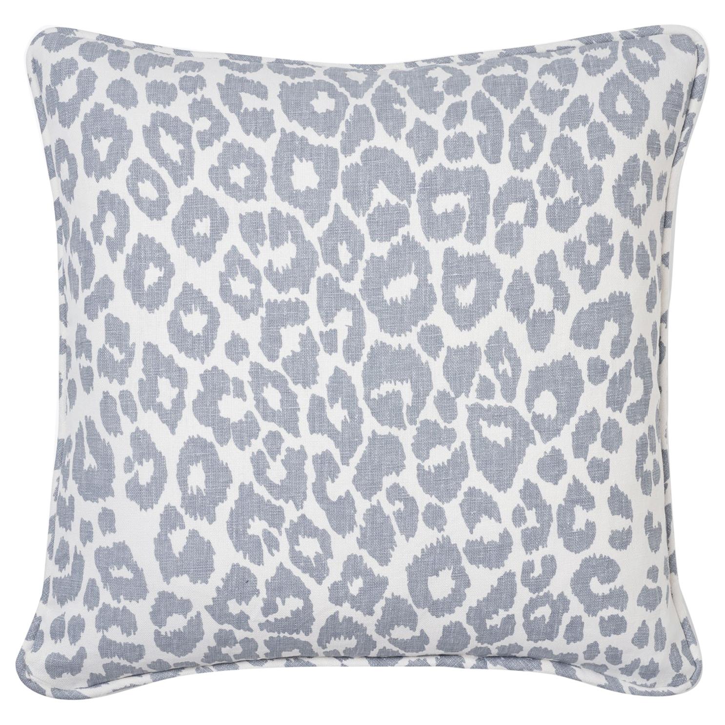 Schumacher Iconic Leopard Sky Two-Sided Linen Pillow For Sale