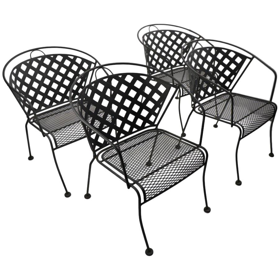 Set of Four Outdoor Chairs Attributed to Woodard