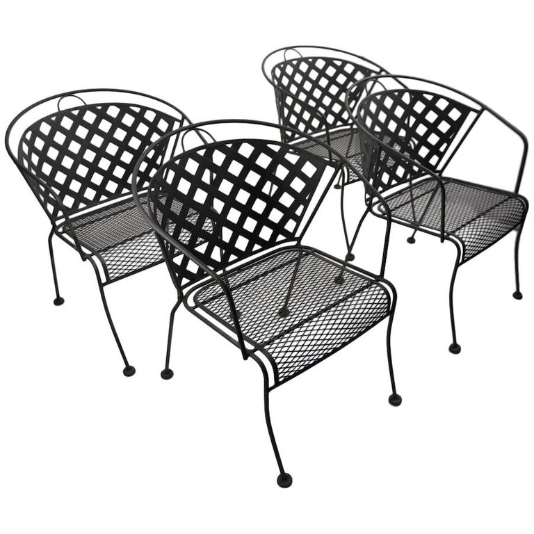 Set of Four Outdoor Chairs Attributed to Woodard at 1stDibs