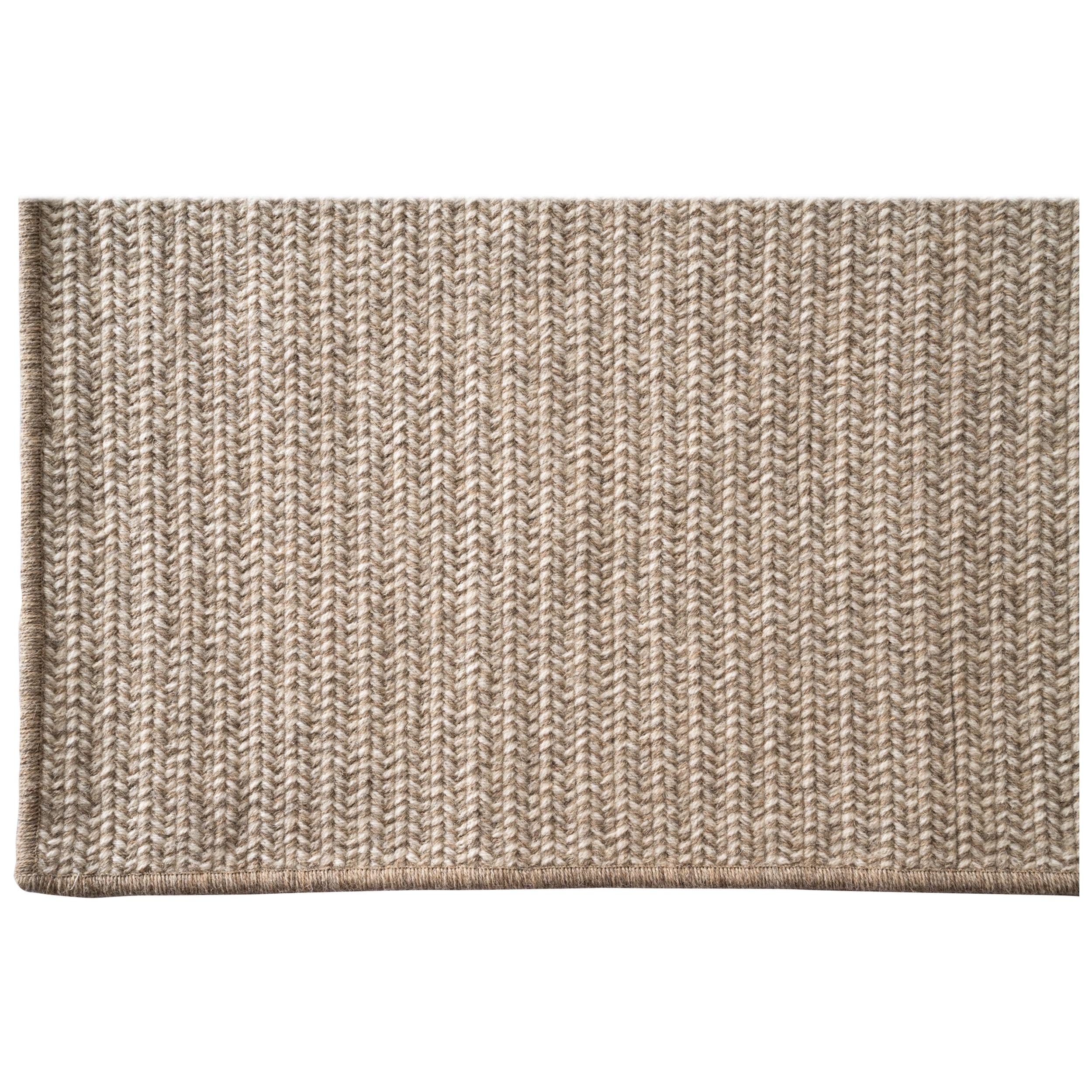 Woven Wool Rug in Natural, Custom Made in the USA For Sale
