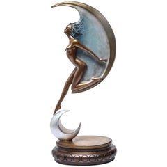 Angelo Basso 'La Luna' Art Deco Revival Female Nude Bronze Sculpture