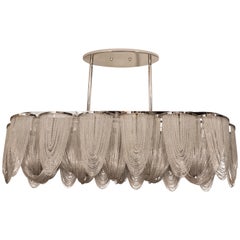 Modernist Polished Stainless Steel Draped Mesh Chandelier