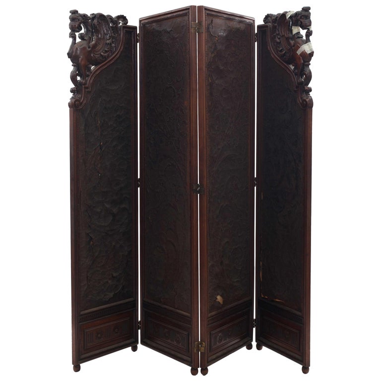 English Victorian Walnut Fold Screen For Sale at 1stdibs