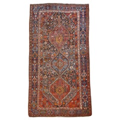 Used 1880s Wool Persian Qashqai Neriz Rug, 5' x 10'