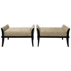 Pair of Ebonized Arm Benches, circa 1960s