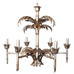 Faux Bamboo Silver Lead Chandelier