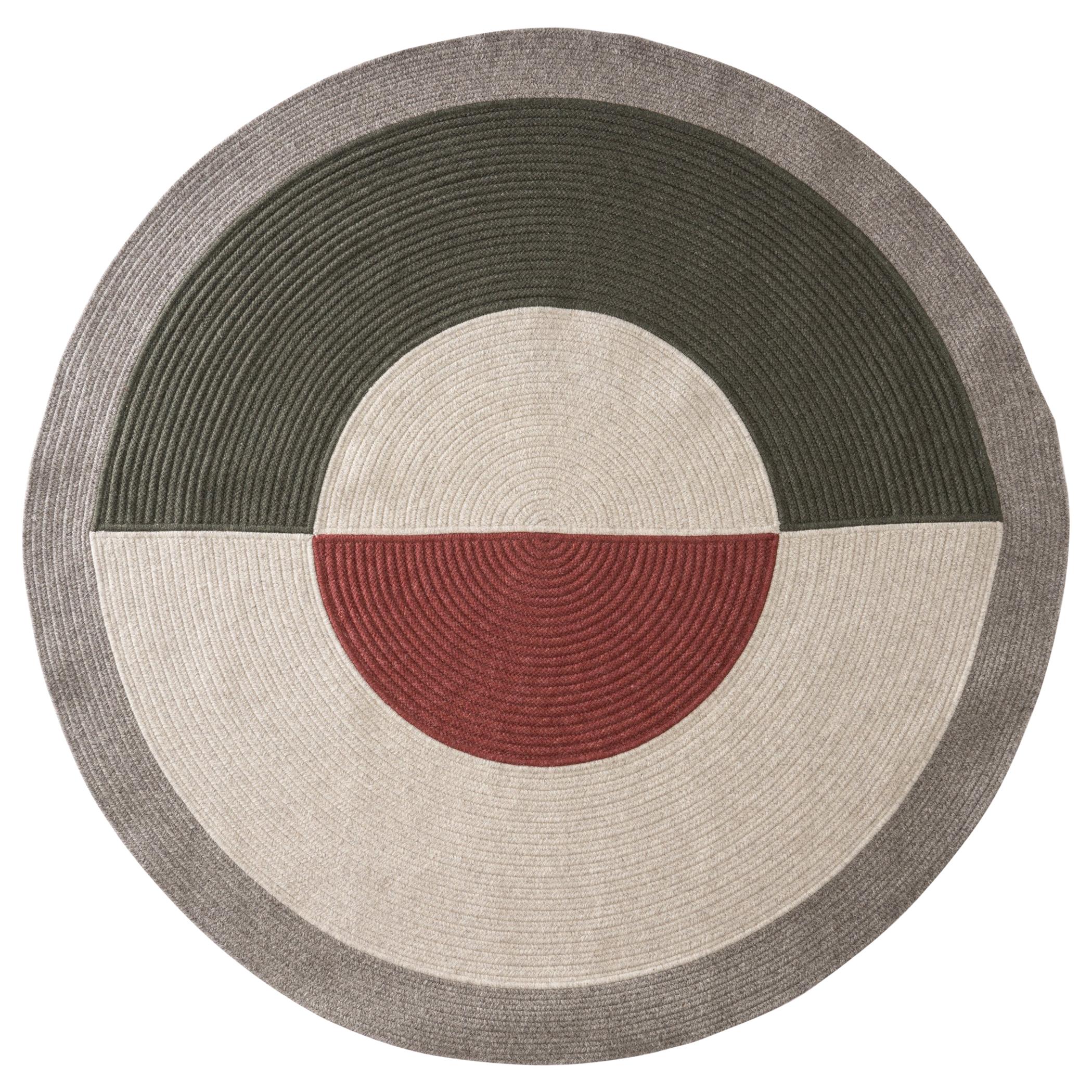 Lunar No. 2 Wool Rug in Rust Rose and Moss Custom Made in the USA For Sale
