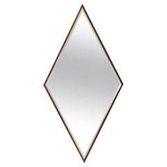 Walnut and Brass Diamond Mirror, circa 1960s