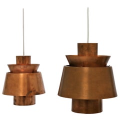 Jørn Utzon, Pair of Danish Mid-Century Modern "Tivoli" Copper Pendants