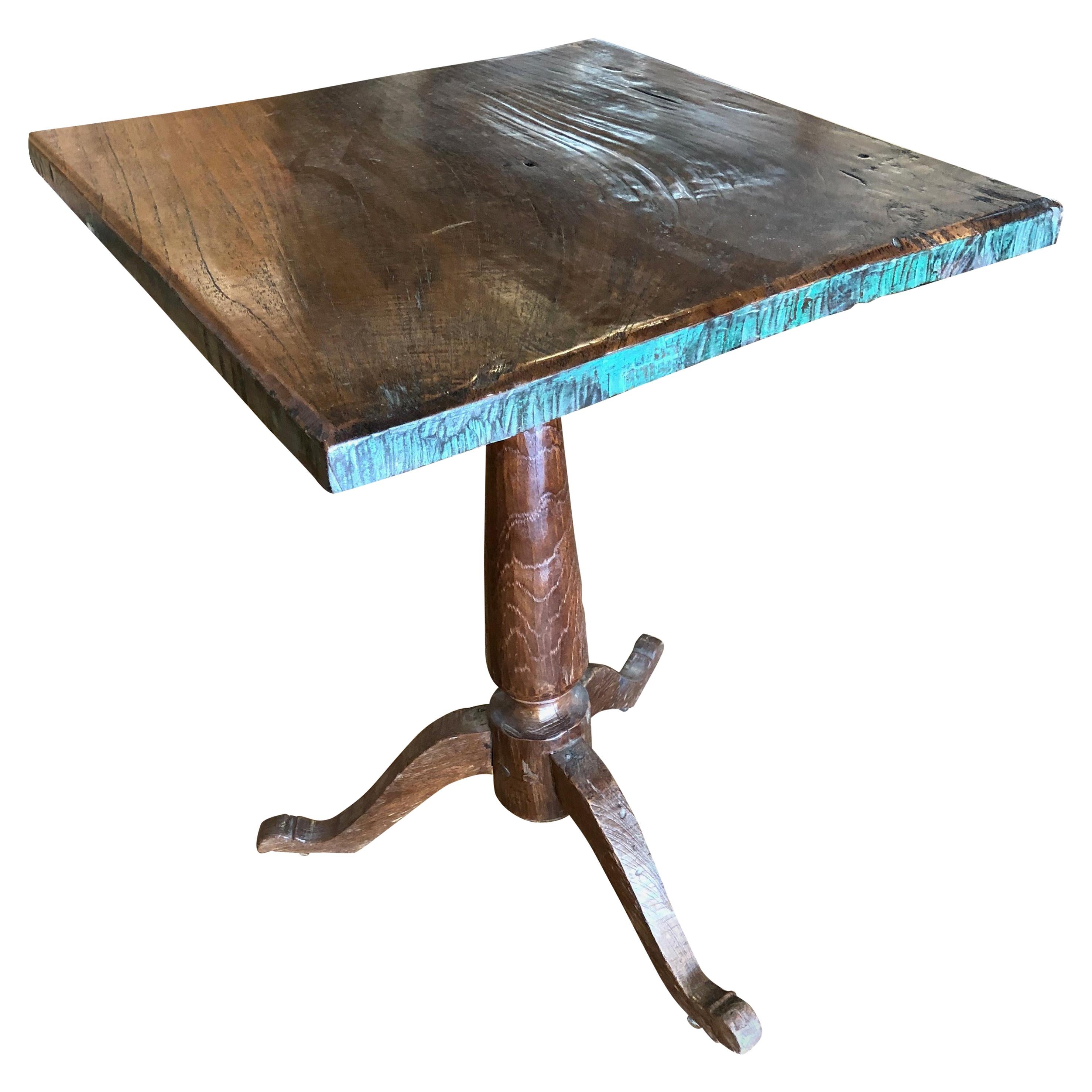 Primitive Square Side Table with Tripod Base