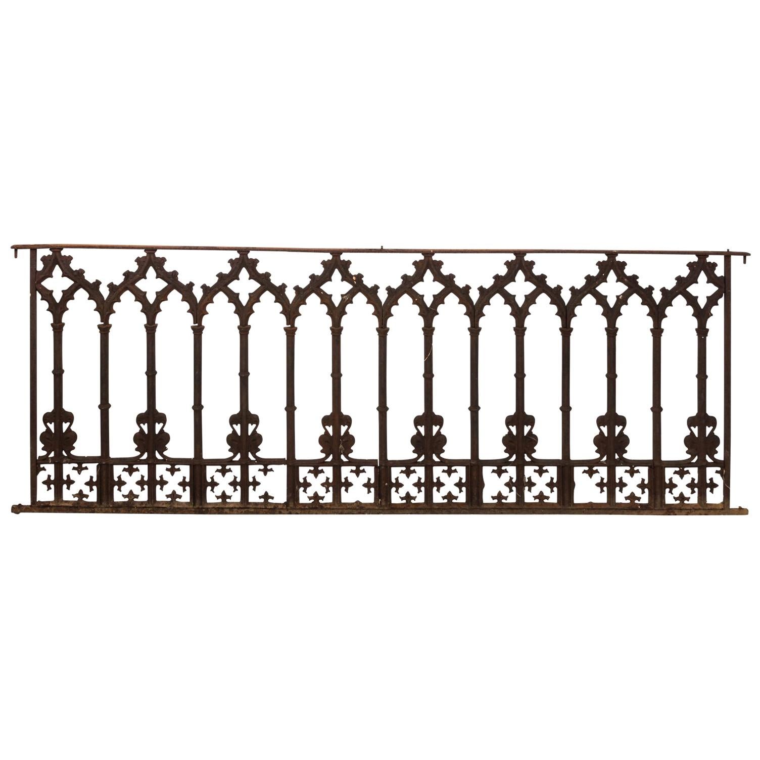 19th Century Cast Iron Gothic Fence Panels