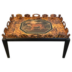 Regency Style Tortoiseshell & Jaguar Motif Coffee Table by William Skilling