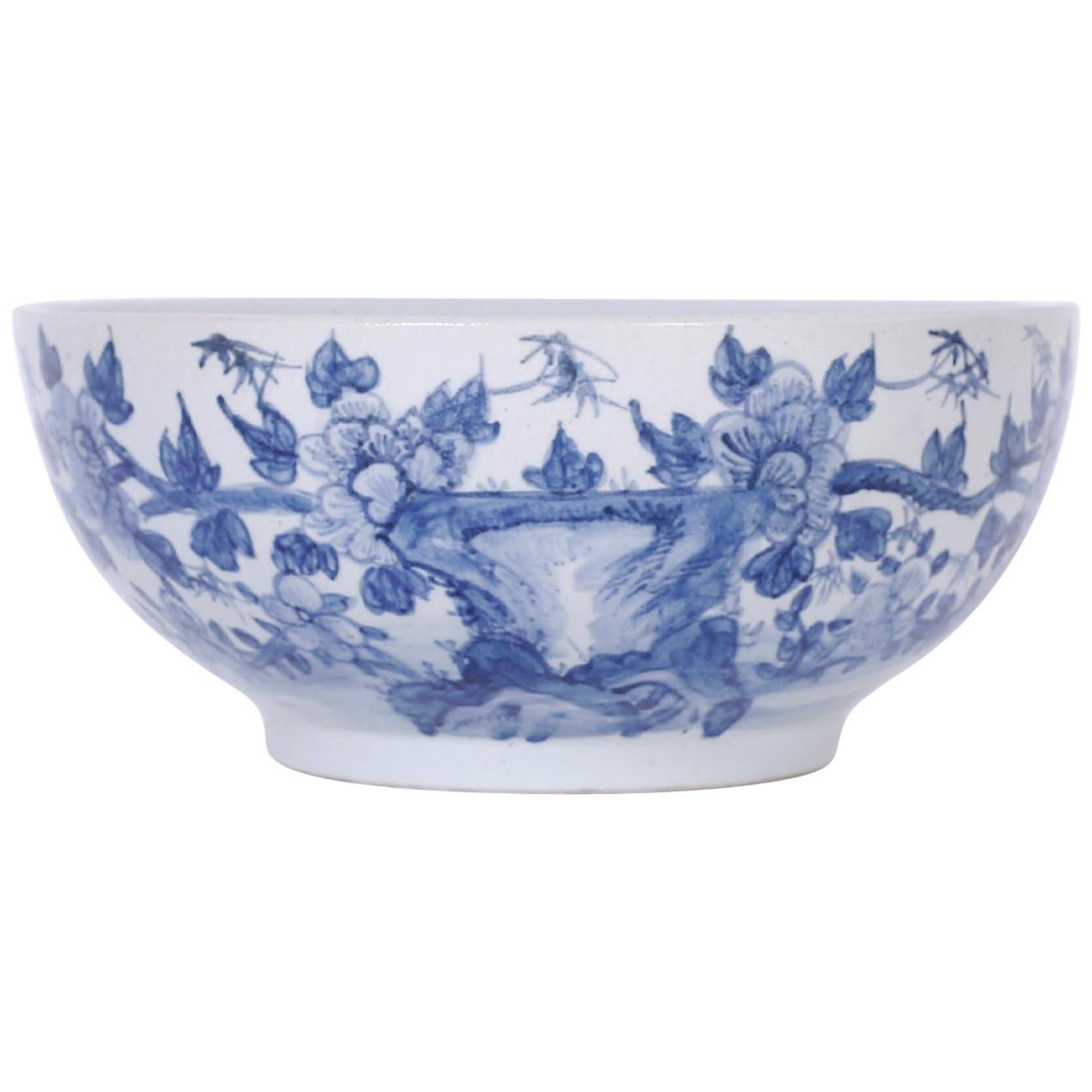 Large Blue and White Chinese Porcelain Bowl