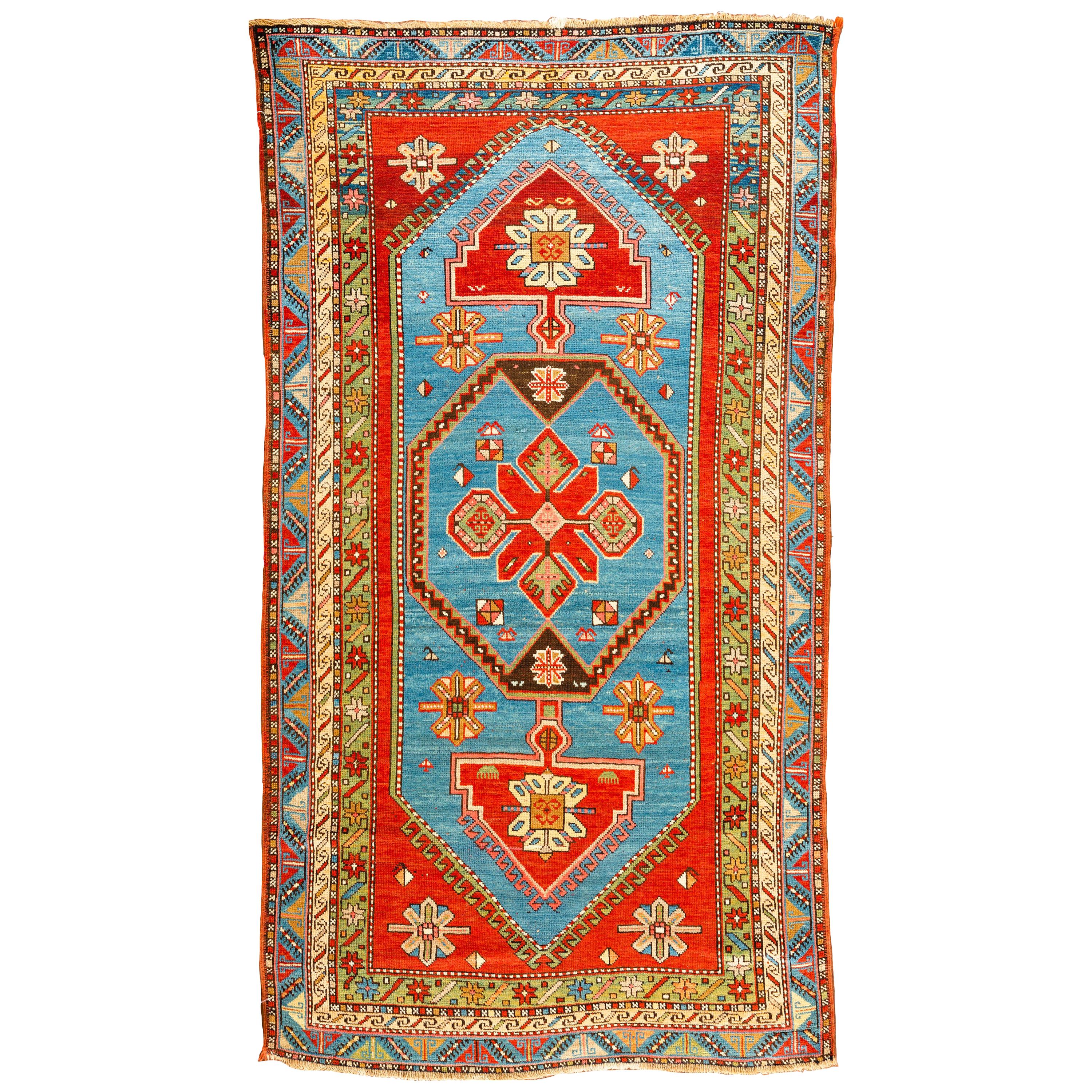 Antiker kaukasischer Kazak, um 1880  4'4 x 7'8 im Angebot