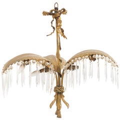 French Victorian Style Bronze Dore Palm Chandelier