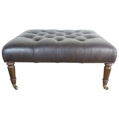 Lee Industries Leather Tufted Ottoman